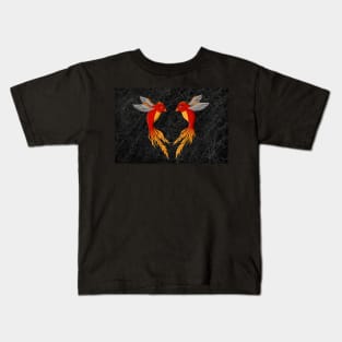 Two Red Flame Fantasy Birds Illustration Kids T-Shirt